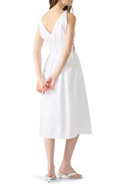 Steve Madden Kassie Bead Detail Smock Waist Cotton Midi Dress In White