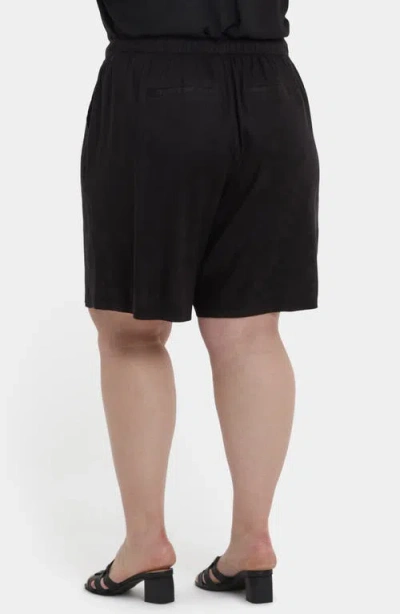 Nydj Plus Size Breezy Bermuda Drawstring Shorts In Black