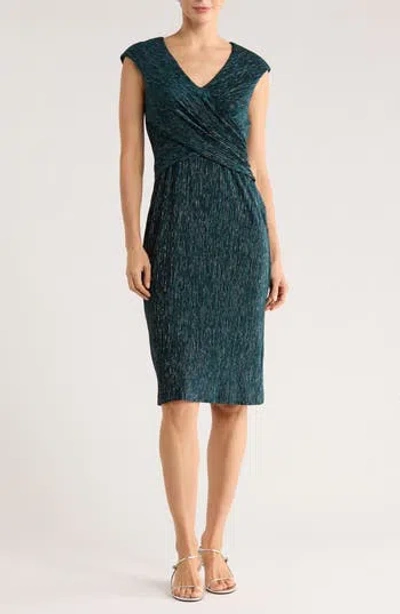 Connected Apparel Surplice V-neck Cocktail Dress In Green