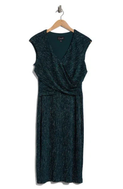 Connected Apparel Surplice V-neck Cocktail Dress In Green