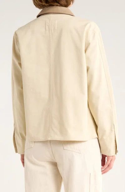 Thread & Supply Faux Leather Collar Cotton Barn Jacket In Neutral