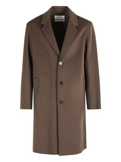 Amaranto Buttoned Wool Coat In Brown