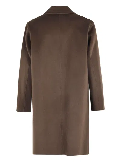Amaranto Buttoned Wool Coat In Brown