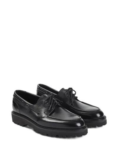 John Lobb Black Tide Dew Hide Hilly Calf Leather Derbies In Black