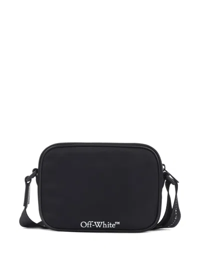 Off-white Black And White Diag Spray Polyamide Camera Bag In Black