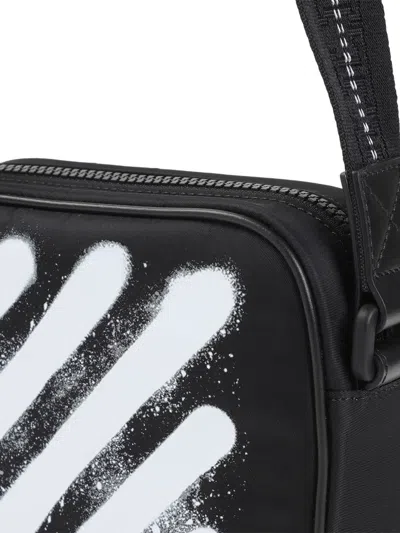 Off-white Black And White Diag Spray Polyamide Camera Bag In Black
