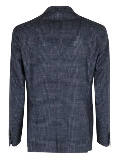 Tagliatore Spear Lapel Single-breasted Tailored Blazer In Wool-silk Blend In Blue