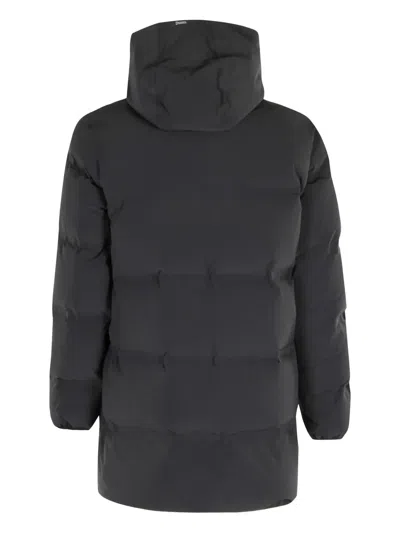 Herno Impact Quilted Down Jacket With Hood And Two-way Zipper In Black