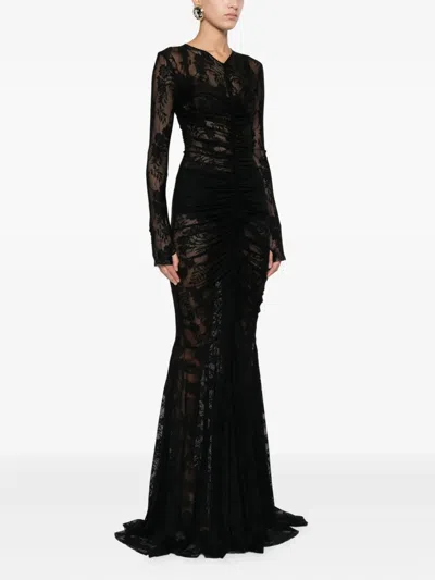 Norma Kamali Long Sleeve V-neck Maxi Dress In Black