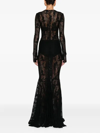 Norma Kamali Long Sleeve V-neck Maxi Dress In Black