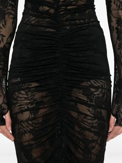 Norma Kamali Long Sleeve V-neck Maxi Dress In Black