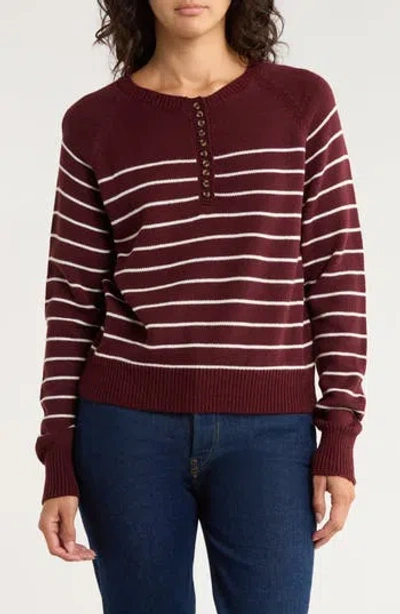 Rd Style Stripe Cotton Blend Henley Sweater In Animal Print