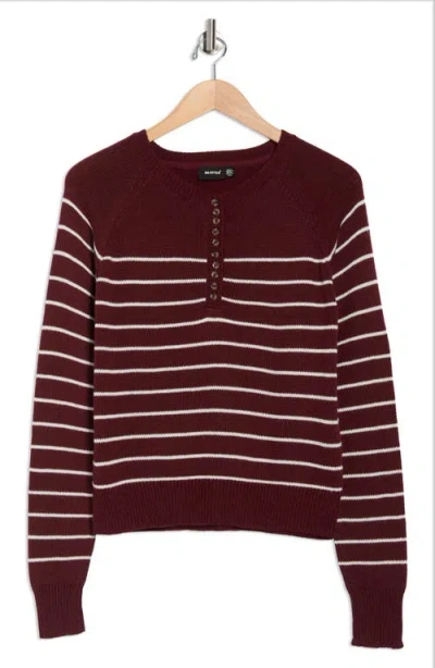 Rd Style Stripe Cotton Blend Henley Sweater In Animal Print