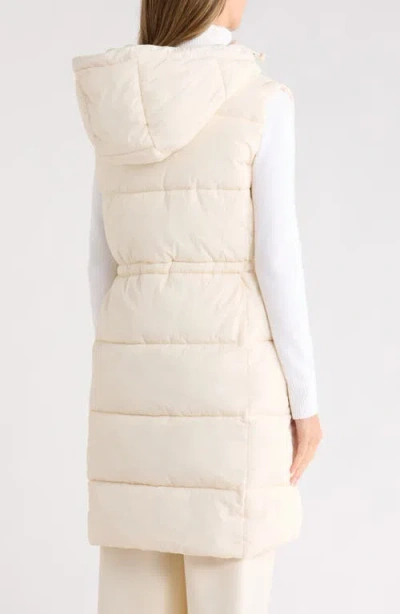 Rebecca Minkoff Water Resistant Hooded Long Puffer Vest In Neutral