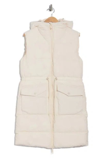 Rebecca Minkoff Water Resistant Hooded Long Puffer Vest In Neutral