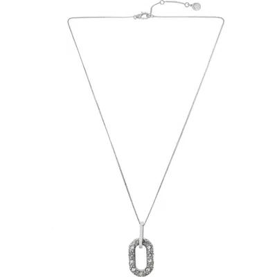 Allsaints Pavé Crystal Pendant Necklace In Metallic