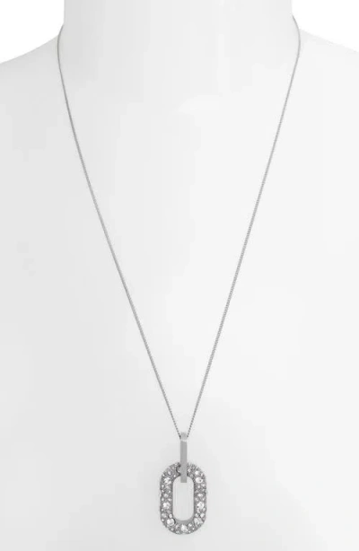 Allsaints Pavé Crystal Pendant Necklace In Metallic