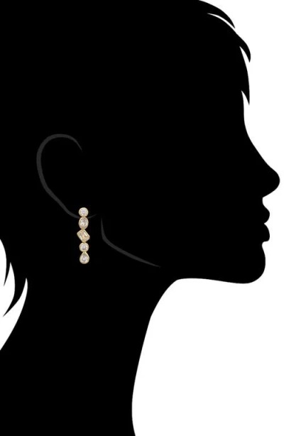 Rivka Friedman 18k Gold Clad Bezel Set Cz Linear Drop Earrings In Gold