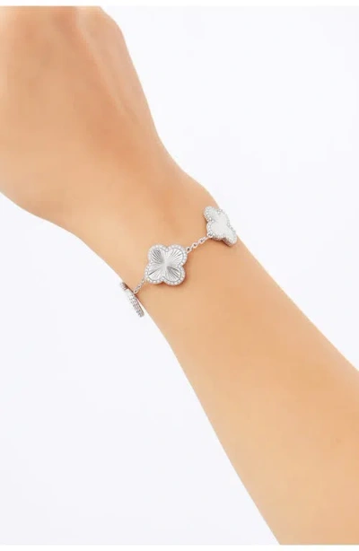 Rivka Friedman Pavé Cz Clover Station Bracelet In Metallic