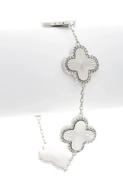 Rivka Friedman Pavé Cz Clover Station Bracelet In Metallic