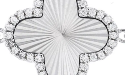 Rivka Friedman Pavé Cz Clover Station Bracelet In Metallic