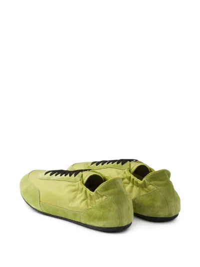 Prada Men's Collapse Nylon And Suede Low-top Sneakers In Green