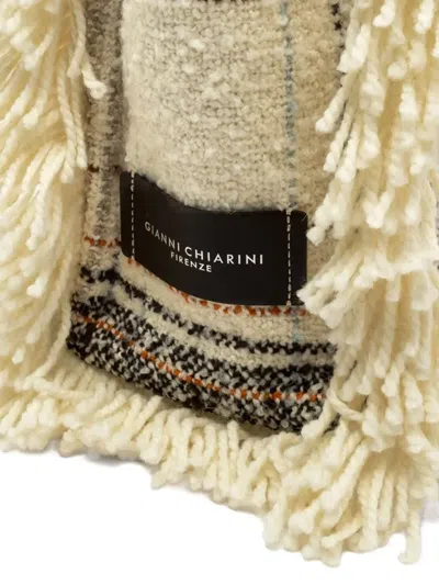 Gianni Chiarini Marcella Tote Bag With Plaid Pattern And Fringe Detailing In Neutral
