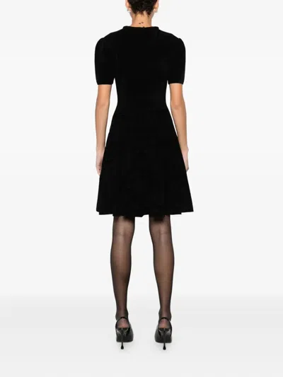 Emporio Armani Bow-detail Pleated Mini Dress In Black