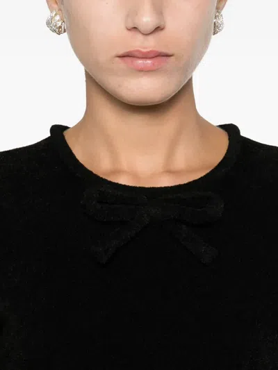 Emporio Armani Bow-detail Pleated Mini Dress In Black