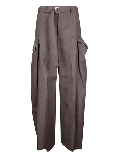 Sacai Buckle Trousers In Brown