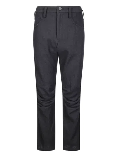 Yohji Yamamoto Gathered Knee Pants With Tailored Fit And Structured Silhouette In Gray