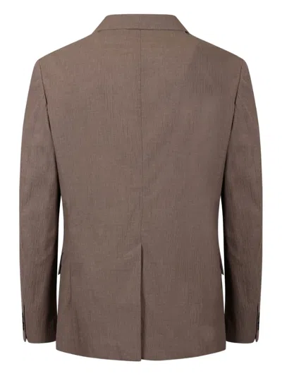 Paolo Pecora Canvas Button Blazer In Brown