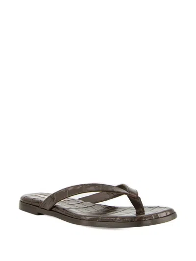 Emme Parsons Embossed-croc Flat Sandals In Brown