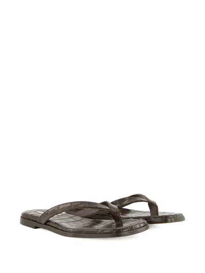 Emme Parsons Embossed-croc Flat Sandals In Brown