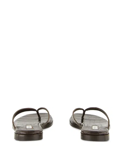 Emme Parsons Embossed-croc Flat Sandals In Brown