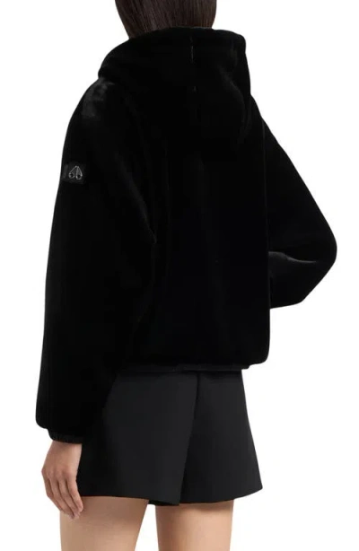 Moose Knuckles Eaton Bunny Reversible Faux Fur Hooded Jacket In Black