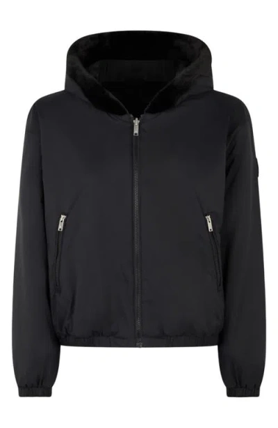 Moose Knuckles Eaton Bunny Reversible Faux Fur Hooded Jacket In Black