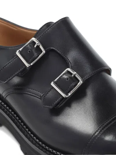 John Lobb Double Monk Strap Smooth Cap Toe Shoes In Black