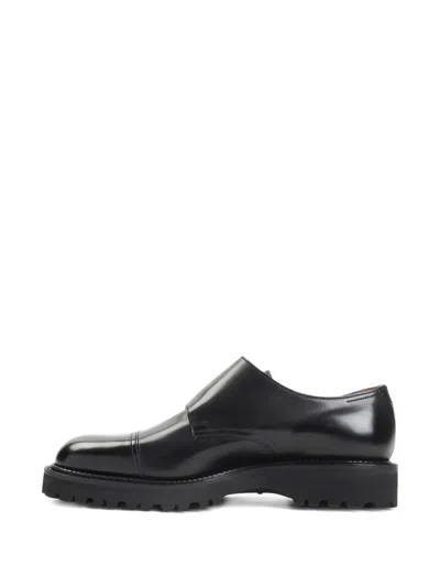 John Lobb Double Monk Strap Smooth Cap Toe Shoes In Black