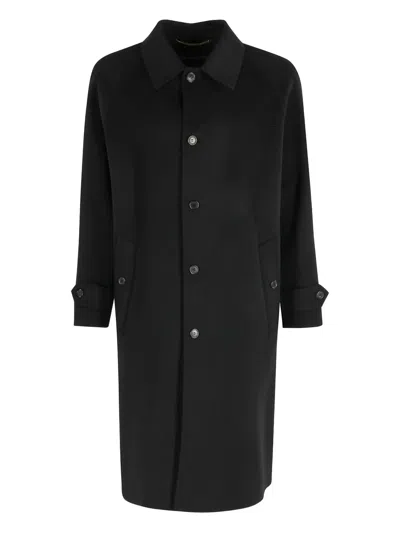 Department Five Single-breasted Wool Coat With Shirt Collar And Button Closure In Black
