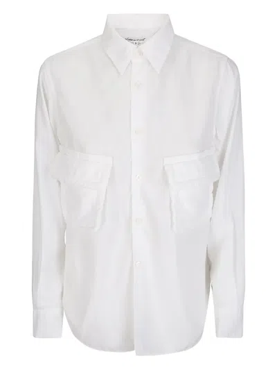 Comme Des Garçons Tailored Fit Blouse With Button-down Front And Long Sleeves In White