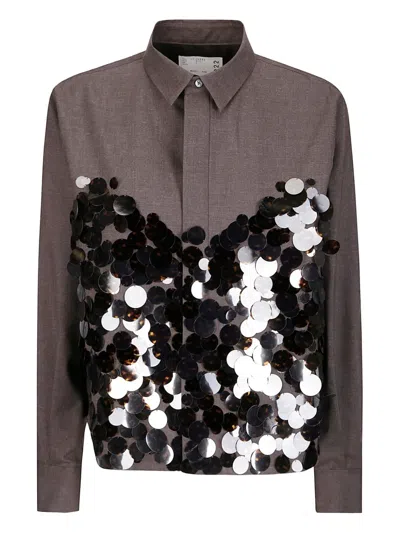 Sacai Suiting X Sequin Embroidery Shirt In Multi