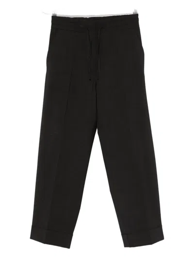 P.a.r.o.s.h Drawstring-waist Turn-up Trousers In Black