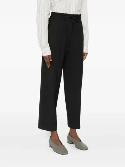 P.a.r.o.s.h Drawstring-waist Turn-up Trousers In Black