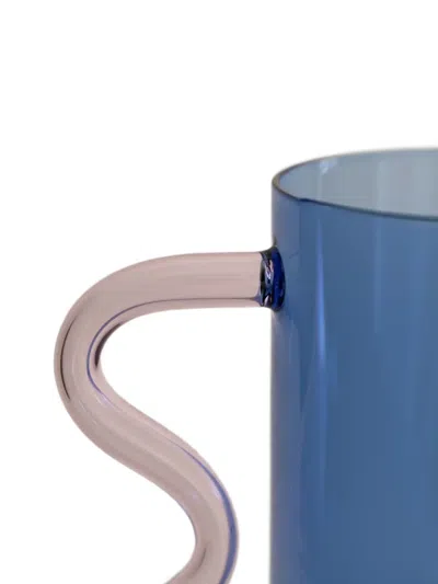 Sophie Lou Jacobsen Wave-handle Glass Pitcher In Blue