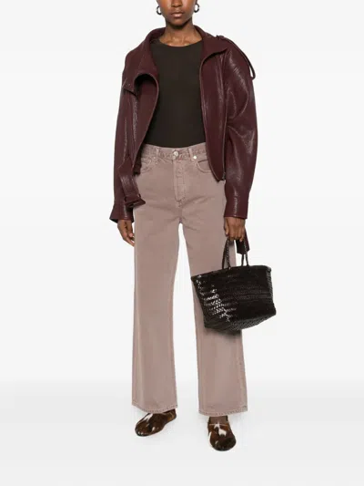 Agolde High-waisted Wide-leg Jeans In Brown