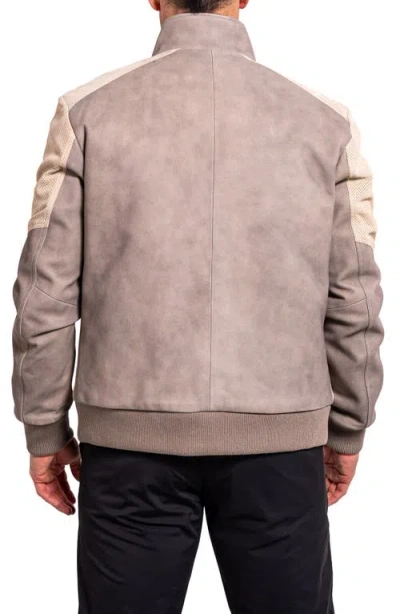 Maceoo Resistance Mixed Media Suede Jacket In Gray