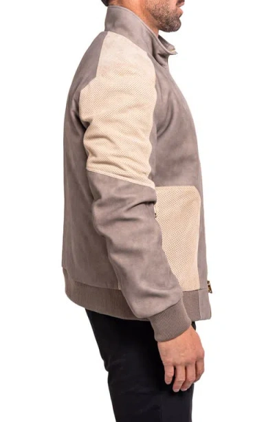 Maceoo Resistance Mixed Media Suede Jacket In Gray