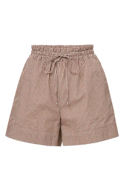 Veronica Beard Tijana Gingham Drawstring Shorts In Gray