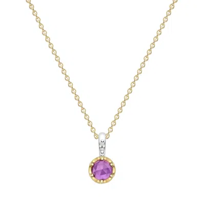 Dinny Hall Women's Yellow / Purple / Pink February Amethyst Birthstone Pendant In Gold